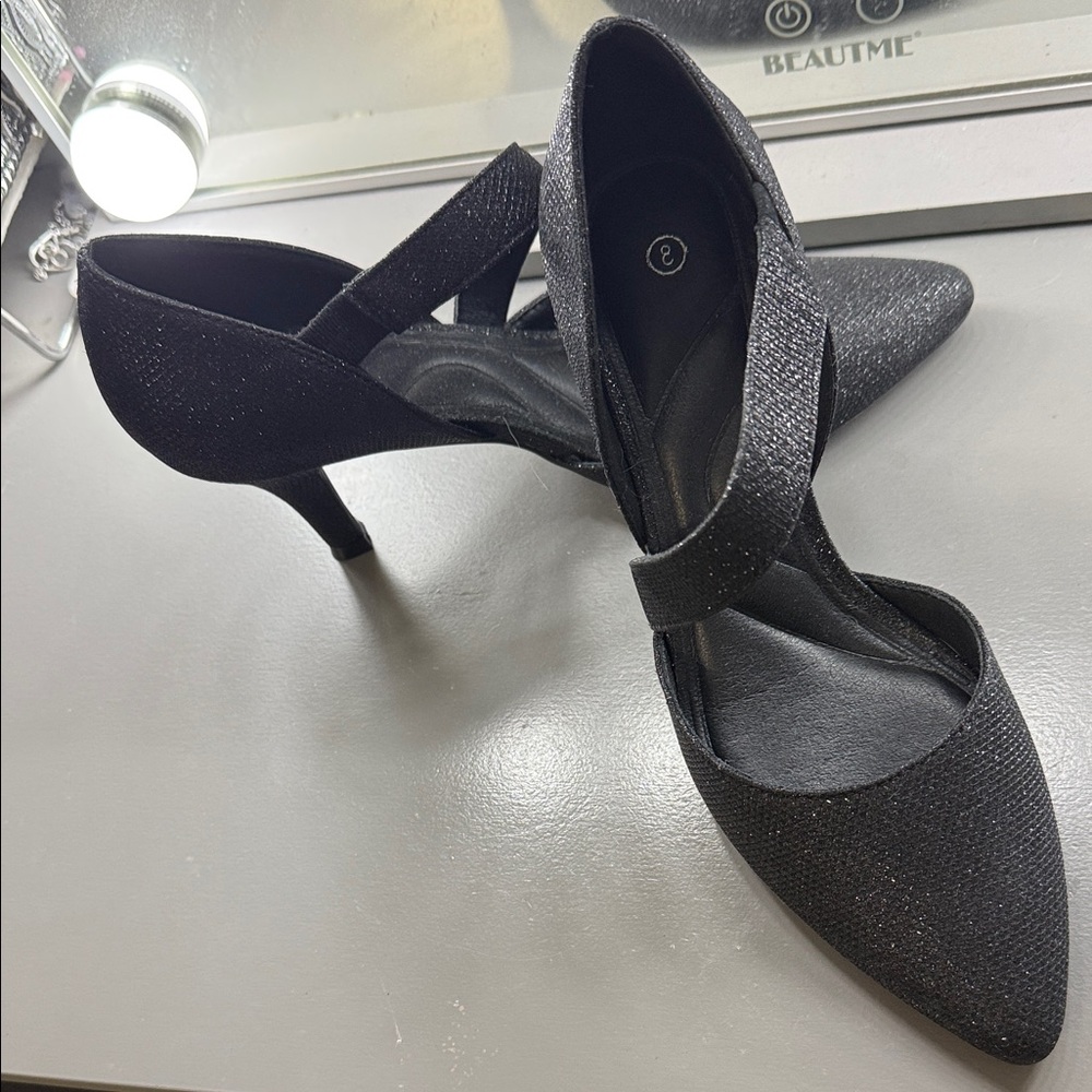 Elegant Black Sparkly Women's Heels